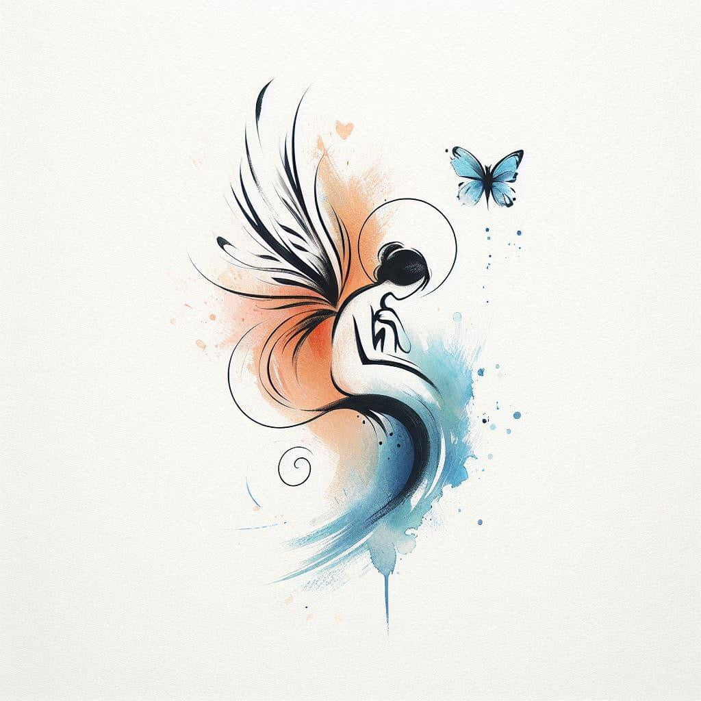 Fine Line Fairy & Butterfly Tattoo