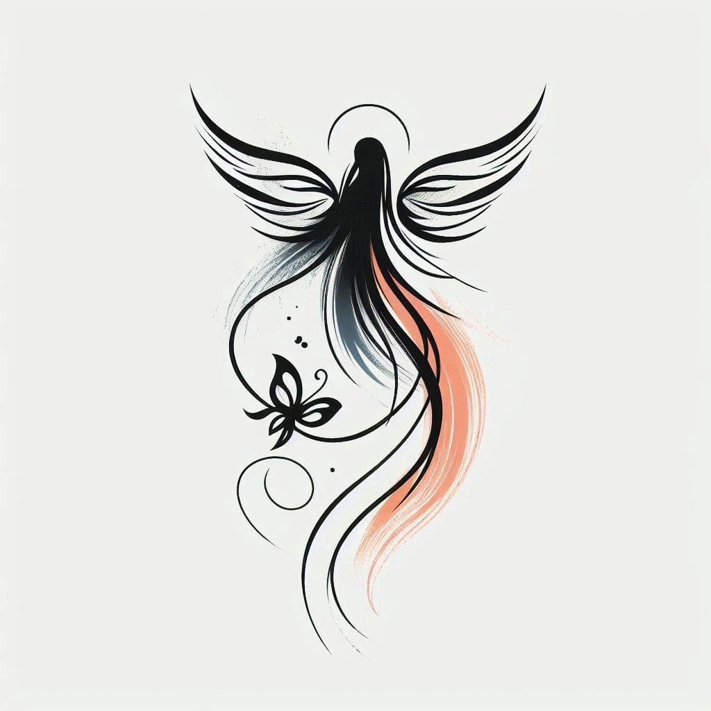 Fine Line Fairy & Butterfly Tattoo