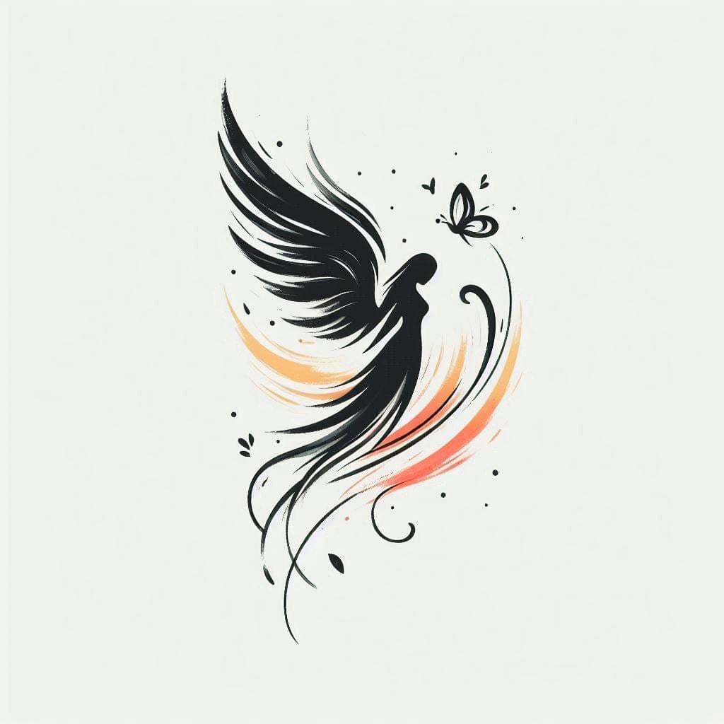 Fine Line Fairy & Butterfly Tattoo